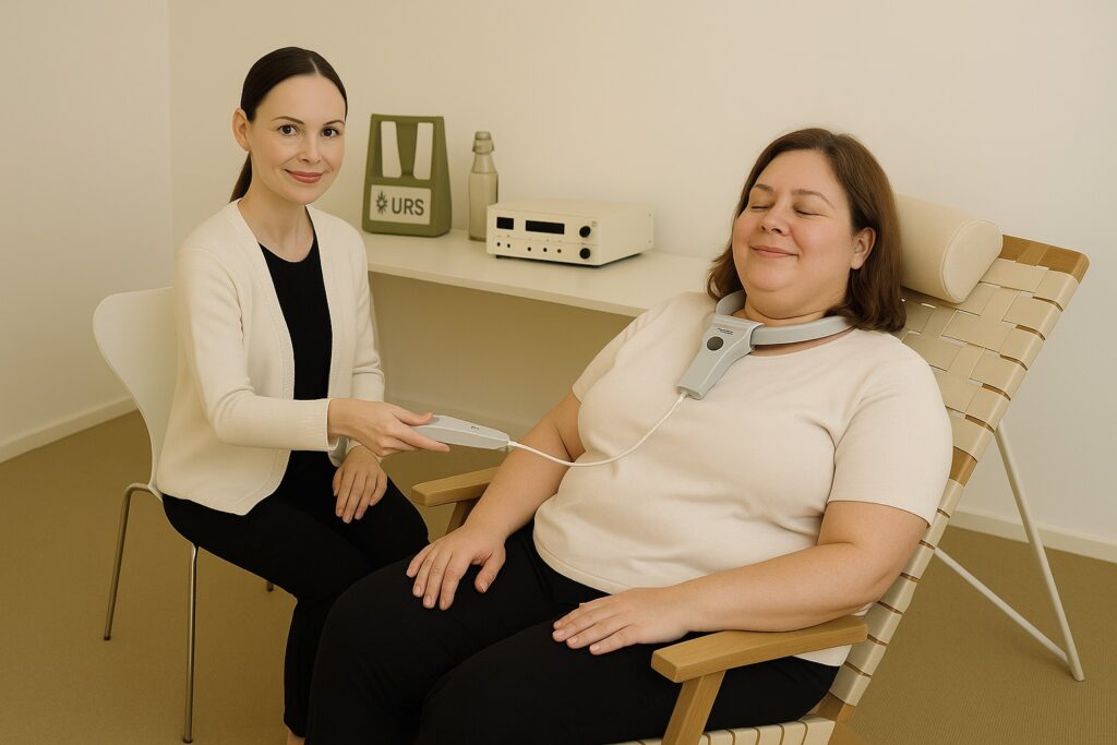 Kvinde får biofeedback-behandling mod sukkertrang i klinik i Frederikssund