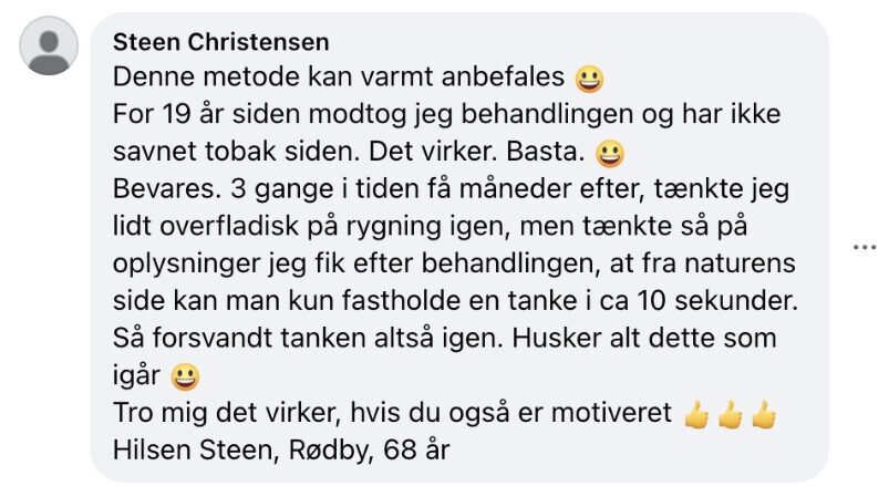 Facebook anmeldelse – rygestop – har prøvet alt før det virkede